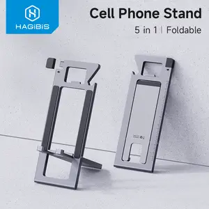 Hagibis Foldable Cell Phone Holder Stand Adjustable Portable Metal Desk Mobile Phone Dock Stand 5 in 1 Creative bottle opener for iPhone 16/15 Pro SE 8 7 Samsung Galaxy S20 Xiaomi Huawei Mate Pro Oneplus Note 10/20 Vivo Oppo iPad