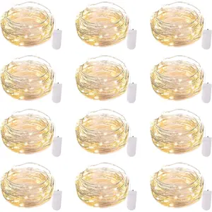 12 Pack LED Fairy Lights Battery Operated String Lights - 7ft 20LED Waterproof Silver Wire Firefly Starry Moon Lights for DIY Crafts Wedding Table Centerpieces Party Bedroom Christmas