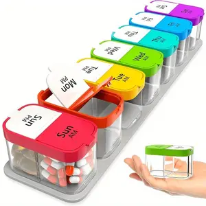 2025 New 14-Grid Medication Organizer, Medical Organizer - 2-Layer Detachable Plastic Pill Storage Box, Food-Grade PP Material (Sturdy & Safe), Black Friday Deal: Daily Pill Organizers, Christmas Gift for Elderly/Parents