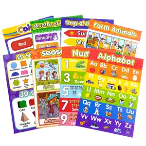 8 Pcs Toddler English Silent Alphabet Number Cognitive Enlightenment Children Early Education Teaching Supplies Learning Tool Alphabet Learning Chart Poster Wall Art