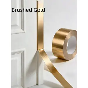 1 Roll Self-Adhesive Gold Tape, Metallic Gold Striped, Removable, Waterproof, DIY Decor For Bathroom, Kitchen, Walls, Ceiling, Floor, Cabinet Tile Edges, Wall Decor, Room Decor, Wall Sticker, Home Decor