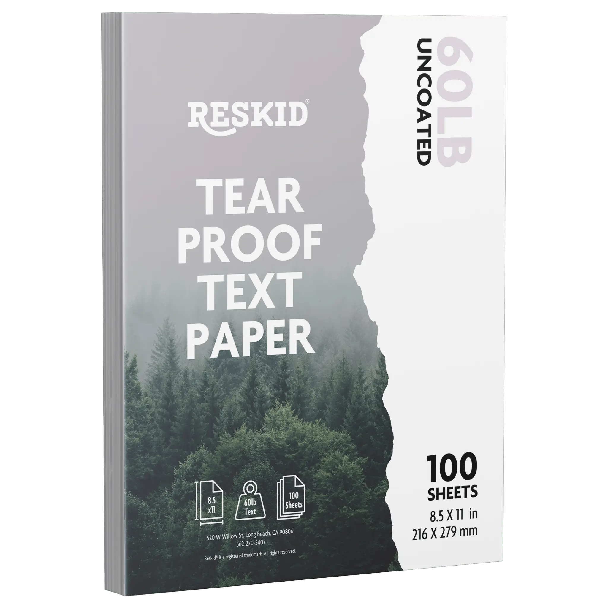 Reskid Tear Resistant Paper - 8.5x11in, 100 Sheets – Printable Like Paper
