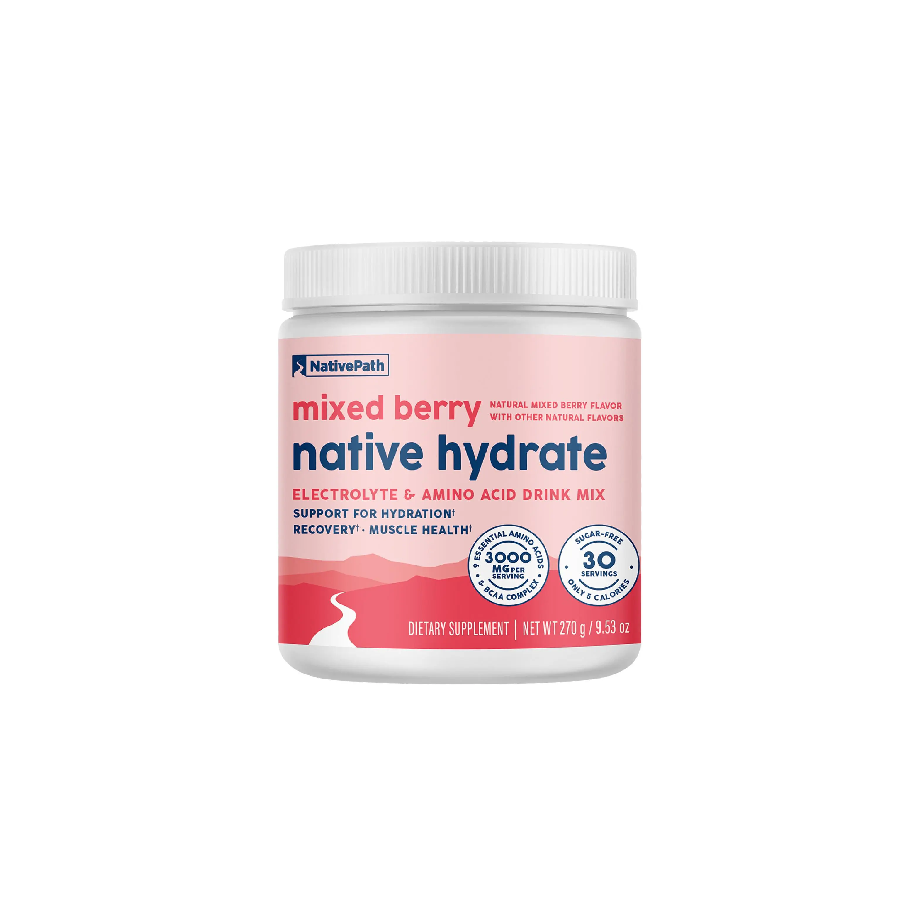 NativePath Hydrate Electrolytes Powder – Zero Sugar Drink Mix with 2,000mg BCAAs, 14 Vitamins & Minerals – Mixed Berry Keto Hydration for Energy & Recovery, 30 Servings