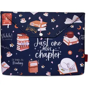 Just One More Chapter Book Sleeve, Book Protector with Zipper with Padded, Book Covers for Paperback, 11 x 9 Inch, Book Sleeve for Book Lovers