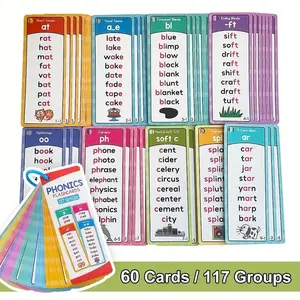 English Natural Phonics Learning Cards for Kids, Portable Memory Flashcards, Reading Rules Teaching Aids, Educational Tools, Visual Stimulation Cards
