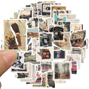 50Pcs Vintage Photos Broken Stickers, Waterproof Scrapbook Aesthetic Sticker, Daily Planner, Water Bottles, Handbook Junk Diary Stickers Teens Adults, Scrapbooking Supplies for DIY Paper Crafts, Sticker Kit