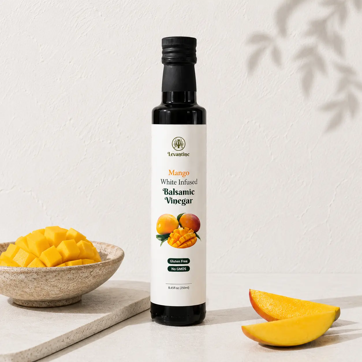 Levantine Goods Premium Mango White Infused Balsamic Vinegar, 8.45 Fl Oz (250ml) - For Salads, Marinades & Roasted Vegetables