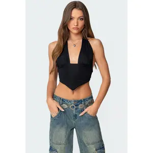 Open Back Triangle Halter Top