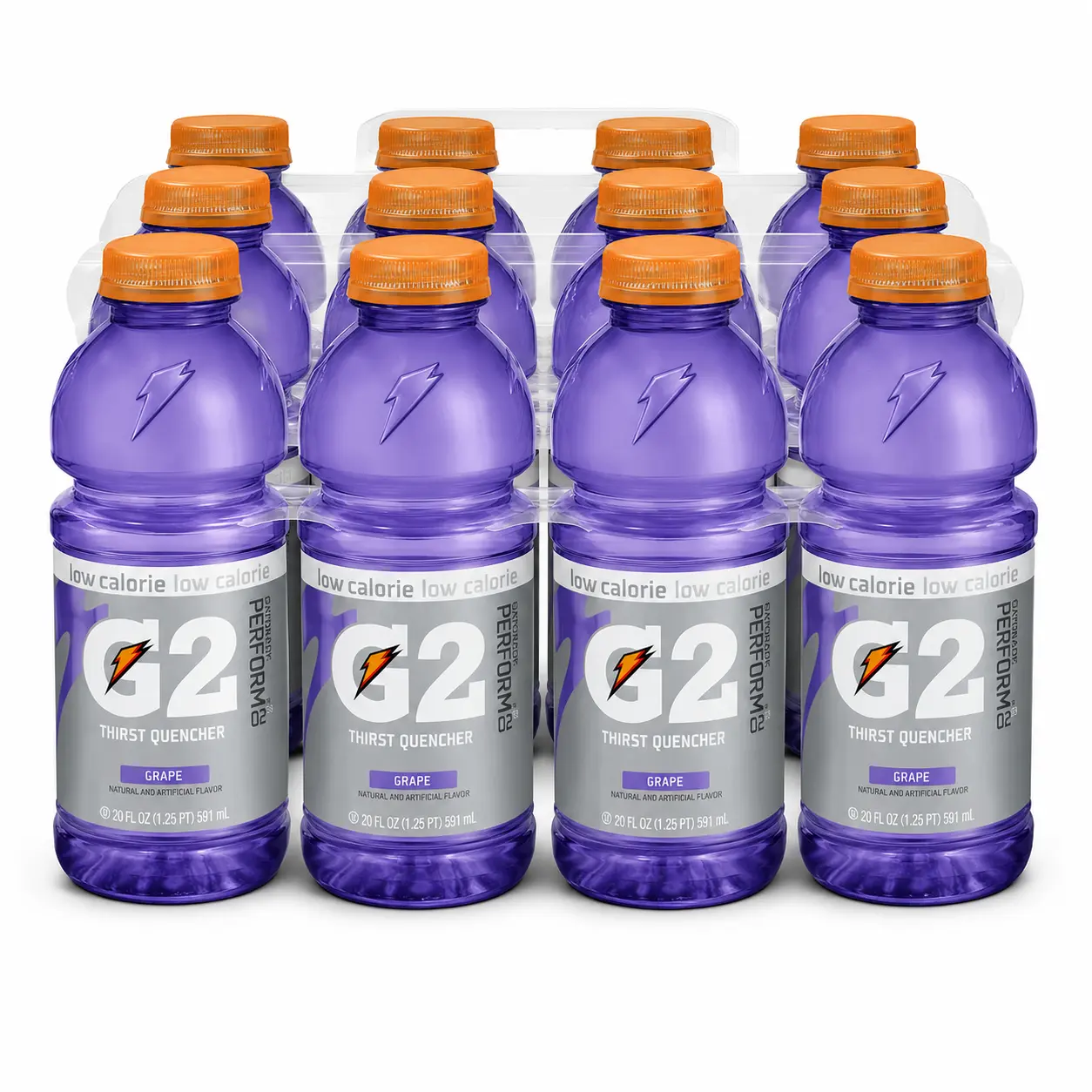 Gatorade G2 Low-Calorie Grape Sports Energy Beverage, 20-oz Bottles with Red 40, Salt, Sucralose, 20Oz