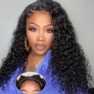 5X5 Water Wave Lace Closure Wigs Human Hair Upgraded Glueless Wig Wear And Go Glueless Wigs Human Hair Pre Plucked Pre Cut Ready to Wear Glueless HD Lace Front Wigs for Women 180% Density