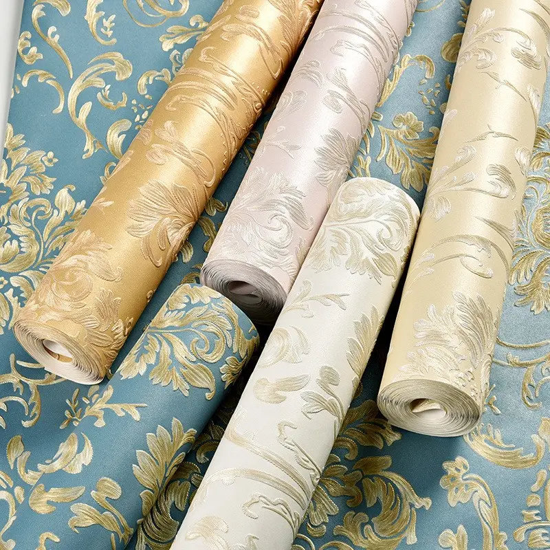 A roll of 20.86*196.85 inch self-adhesive embossed minimalist European-style Decorative Wallpaper, peel-and-stick, Textured Wall Paper, off-white palace-style wallpaper, suitable for bedroom and living room, home decoration, easy to install