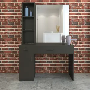 Wall Mount Salon Station Barber Stations Styling Station Barber Beauty Spa Salon Equipment Set with Mirror,Left Shelf