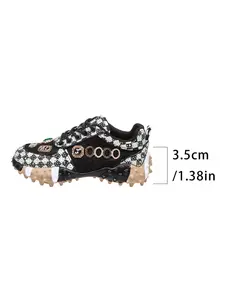 Women's Checkerboard Rhinestone Dad Shoes, Thick Sole Anti-Slip Sport Sneakers, Breathable Mesh Casual Shoes, Versatile Height-Boosting Footwear