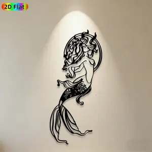 1pc Mermaid Metal Wall Art,Ethereal Mermaid Statue Mural, Ideal Gift for New Year, Easter, Ocean Theme Enthusiasts, Rust-Resistant Metal Wall Decor Wall Sculptures, Perfect for Living Room Wall & Garden Fence, Unique Home & Outdoor Decor