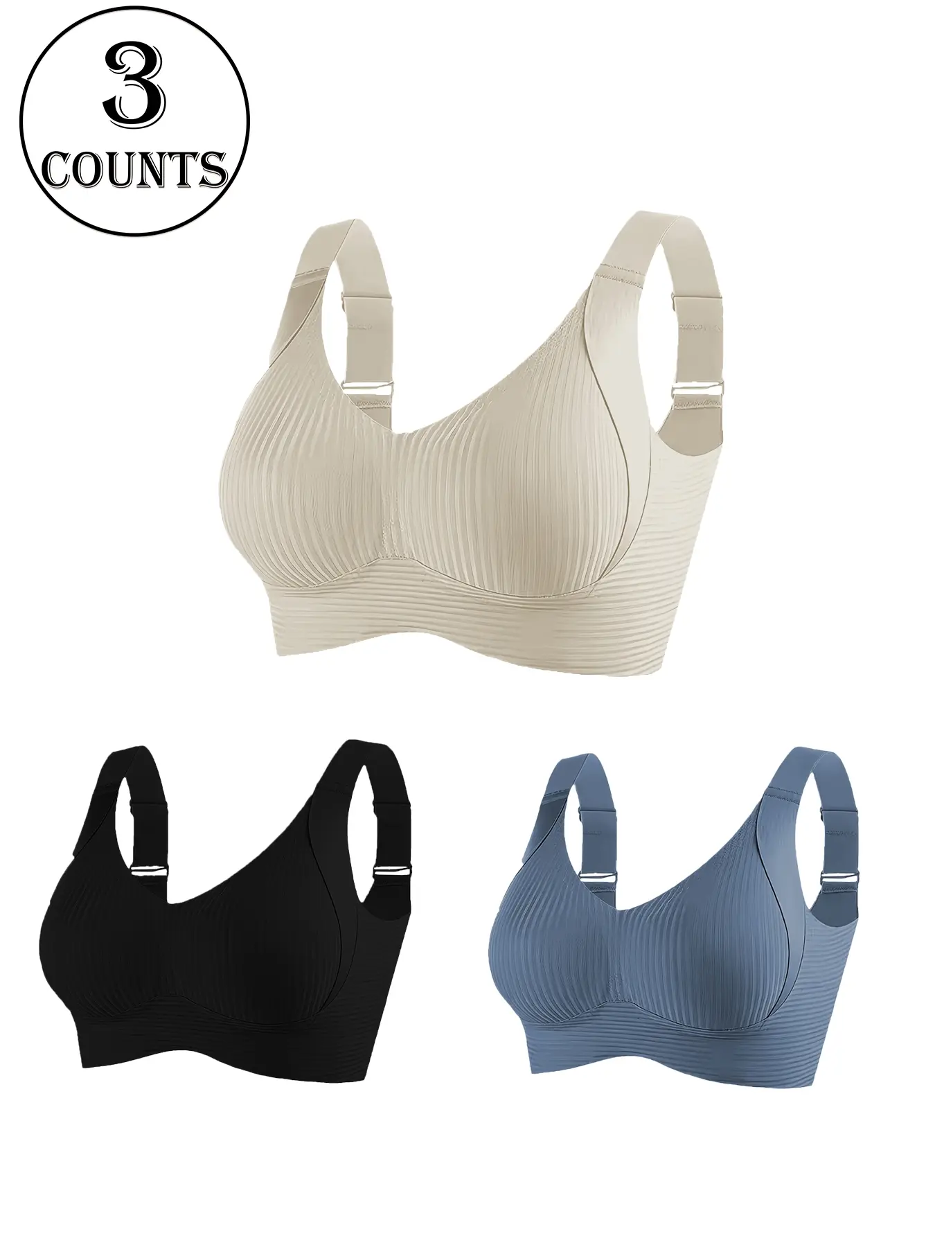 Women's Wireless Bralette Bra Set, Comfortable Breathable Soft Underwear, Daily Wear, All-Seasons, 3/4/5 Pieces, Women's Bras Women's Wireless Bralette Bra Set, Comfortable Breathable Soft Underwear, Daily Wear, All-Seasons, 3/4/5 Pieces, Women's Bras