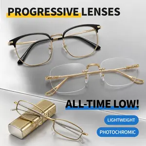 3-in-1 Reading Glasses Set with Blue Light Filter & Photochromic Lenses for Reading, Office & Outdoor Use Clear Daily Lightweight