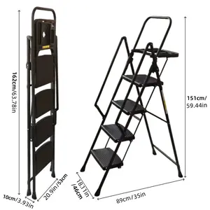 Folding Step Stool with Non-Slip Wide Pedals, Soft Handle, 440 lb Capacity Steel Ladder, Soft Non-Slip Feet, Sturdy Steel Construction stairmasters