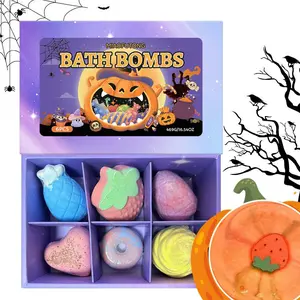 Bath Salt Ball Halloween Edition - 6PCS Bath Bombs Set with Pumpkin & Spider Design for Fun & Relaxing Bath Time