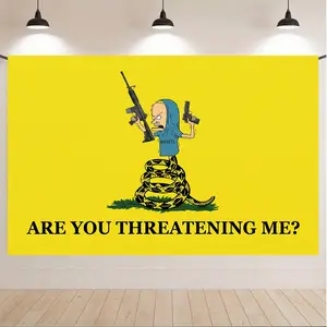 Unique "Are You Threatening Me?" Meme Tapestry - Funny Cartoon Gadsden Flag Style Decor