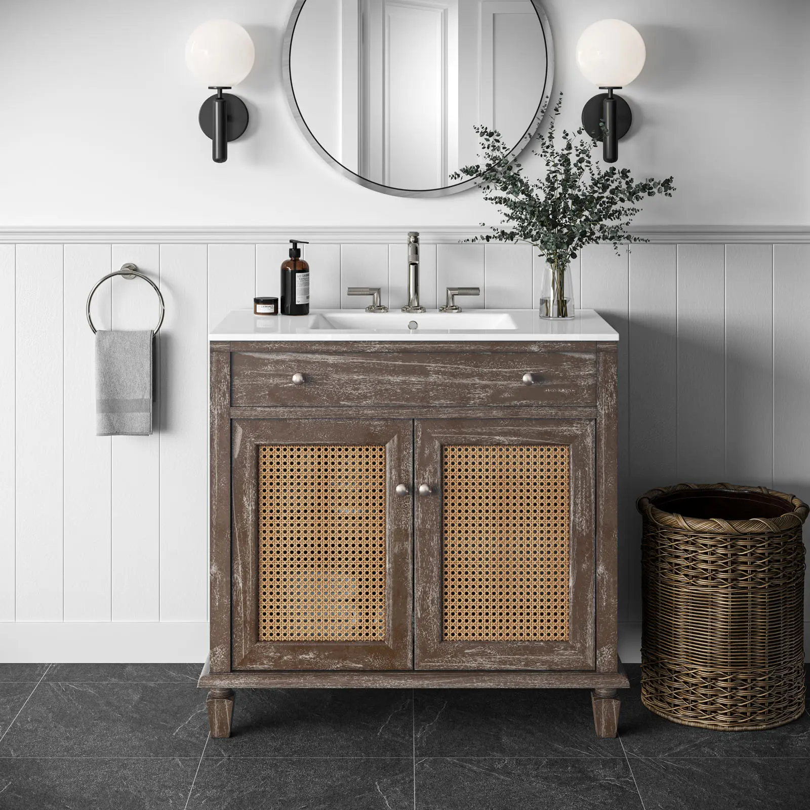 Modway Lilo 36" Bathroom Vanity in Gray White