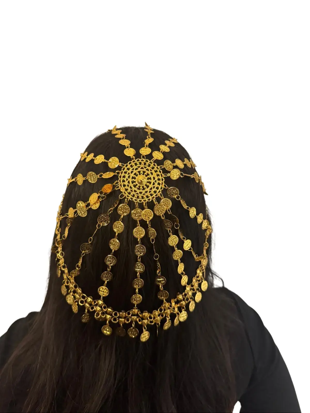 Lustrous Gold Beaded Headpiece - Refined Timeless Elegance Hair Accessory for Weddings and Special Celebrations