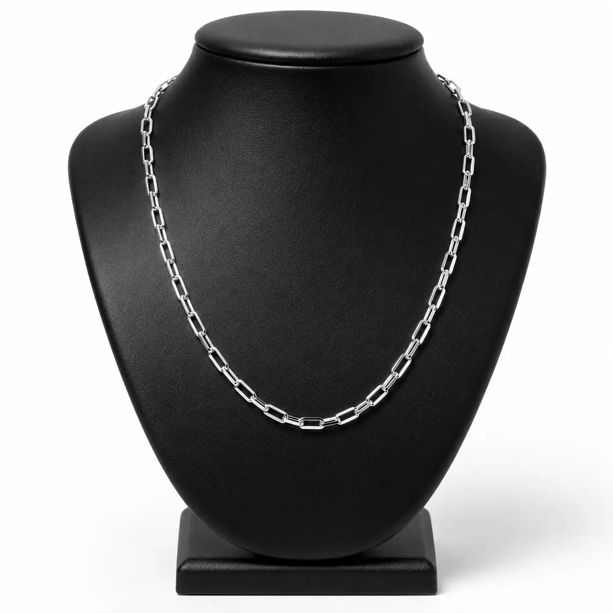 Unisex S925 Sterling Base Paper Clip Chain Necklace, Silver-Plated, 4mm, 20" Long, Everyday Jewelry Accessory