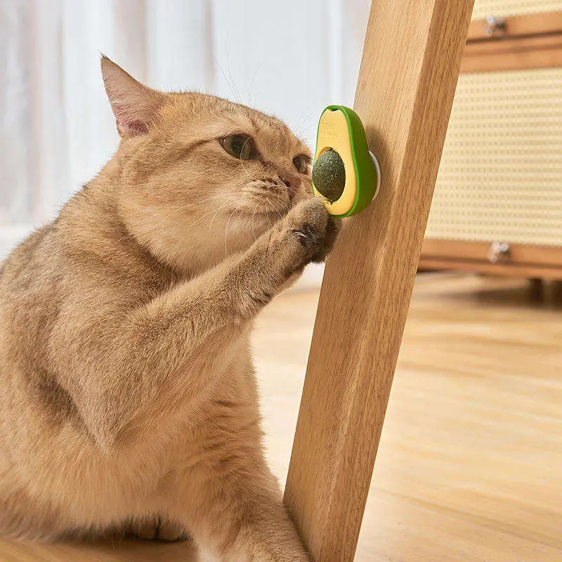 Plastic Edible Avocado Catnip Spin Toy for Cats