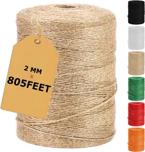 805FT Natural Jute Twine String Bulk Hemp Rope Cord for Crafts Gardening Gift Wrapping Wedding Décor Macrame Christmas Decoration