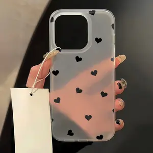 Heart Pattern Phone Case, Frosted Soft Phone Case, Decorative Phone Protector Cover Compatible with iPhone
