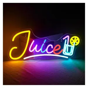 Sign Illuminated Juice Neon Sign USB Powered Dimmable Light For Juice Shop Party Cafe Pub Restaurant Bedroom Wall Decor Illuminated Lamp 42cmx21cm