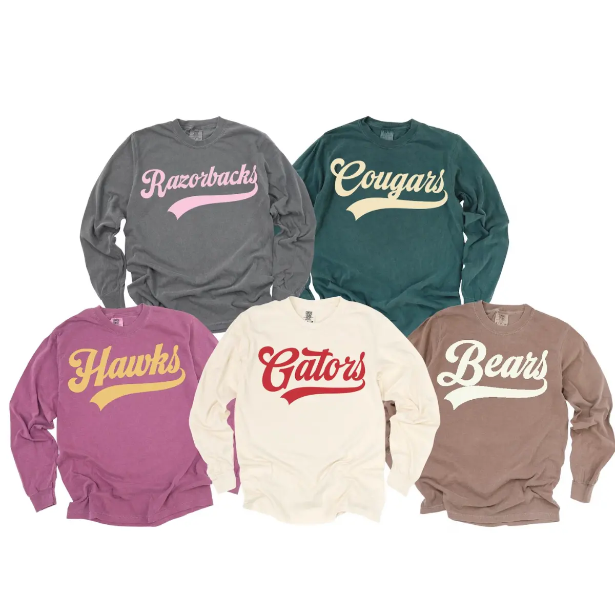 Custom School Mascot Long Sleeve Crewneck, School Spirit Sweatshirt, Custom Sports Sweatshirt, Team Mascot Sweatshirt Gift, Women Cotton Soft Oversized Sweatshirt Crewneck Long Sleeve