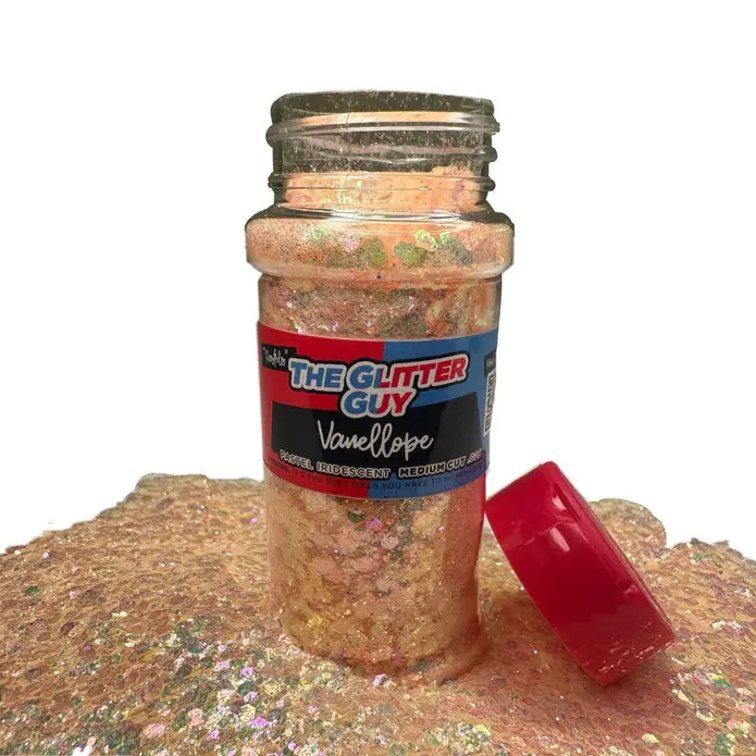 The Glitter Guy Vanellope Chunky Iridescent Pastel Light Pink Glitter - 100mL Mini Shaker Bottle, Clump-Free Hexagonal Cut, Heat-Resistant, UV-Resistant, Easy Cleanup for DIY Crafts, Nail Art Decoration, Candles & Cosmetic Use
