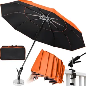 60" Folding HVAC Umbrella with Magnetic Base, Universal Clip Included, Reinforced Fiberglass, Wind-Resistant, Portable Magnetic Umbrella, For HVAC and Outdoor Activities, 180°Adjustable,summervibes