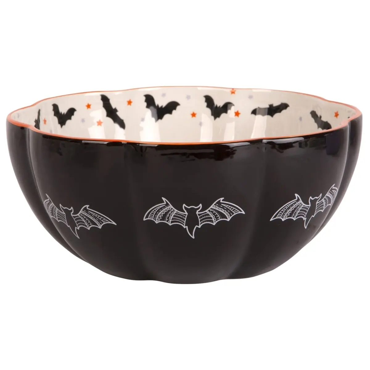 Home Essentials & Beyond 90907 9.3"d Rimmed Edge Halloween Bat Candy Bowl, Unisex Halloween Party Serving Tableware with Excellent Material