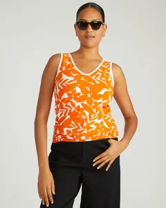 Double V Tank - Petal Palette Print in Arancia