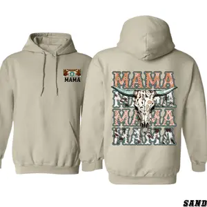 Western Mama Hoodie - Vintage Cow Skull and Desert Graphic for Strong and Proud Moms, Perfect for Country Life Lovers, Rodeo Moms, and Outdoor Adventurers