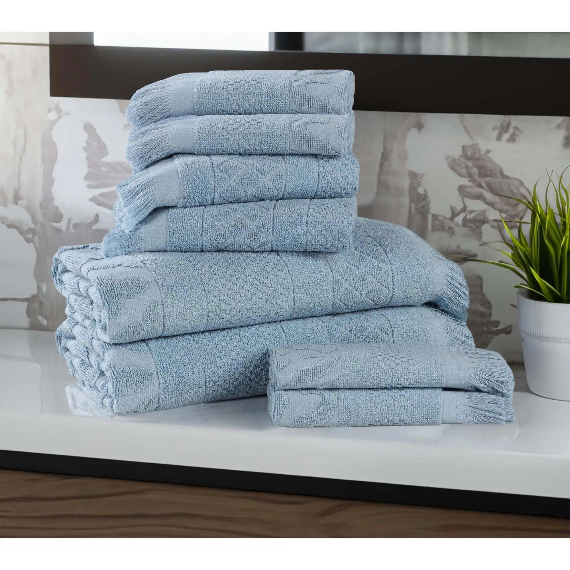 Superior Rolla Cotton Geometric Jacquard 8 Piece Towel Set
