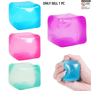 Stress Cube Sensory Fidget Toys for Anxiety Stress Relief, Slow Rising Fidget Cube Squeeze Toys, Squishy Cube Filled with Thick Substance, Ice Cube Stress Balls for Adults Kids, Stress Relief Tools