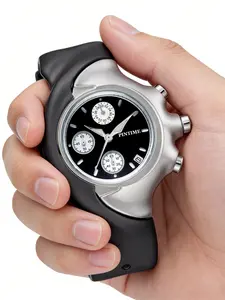 Men's Quartz Watch with Multicolor Matte Case, Y2K Style Unique Blade Hands, Three Eye Multifunctional Luminous Waterproof Watch, Trendy Multifunctional Watch