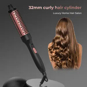 2 in 1 Thermal Round Brush 1.5 Inch Heated Brush for Women & Girls with Ceramic Glaze, Dual Voltage, Ideal for Short Thin Curly Straight Hair Gift Smooth Comfort