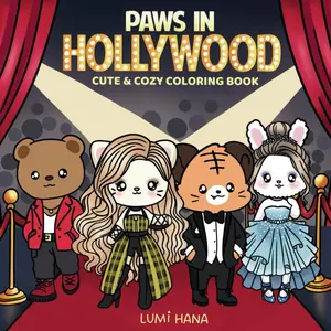 Paws In Hollywood: Cute and Cozy Coloring Book for Adults and Teens Featuring Adorable Animal Characters in Hollywood Parody Scenes for Relaxation (Paws Coloring)