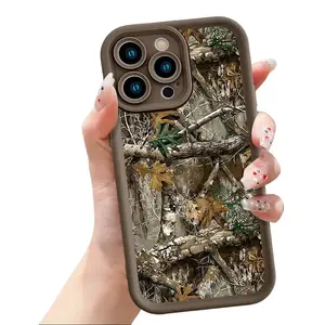 Cool Woodland Camouflage Pattern Aesthetic Case for iPhone 17 16 15 14 Pro Max 13 12 11 XR XS Plus Air Slim Shockproof Anti Drop Protective Durable TPU Cover