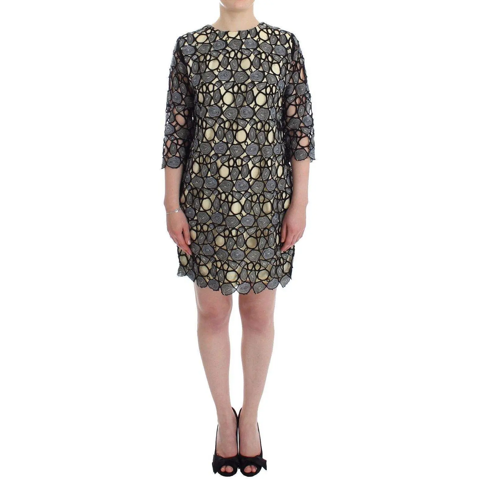 Lanre Da Silva Ajayi Black Cream Sheath Dress Shift Mini Dress