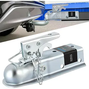 Nilight Straight Trailer Coupler with Security Latch&Chain for 1-7/8 Inch Hitch Ball, 2-Inch Channel,2000 LBS, Heavy Duty Trailler Tongue Coupler for Station Wagon, Truck, Bolted & welded installation