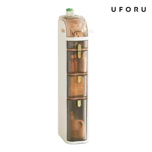 UFORU Ultra-thin bathroom locker, waterproof narrow bathroom locker, floor cabinet with wheels and toilet paper holder, suitable for small space, living room, bathroom, bedroom 2/3/4 floor,dealsforyou#SummerWins