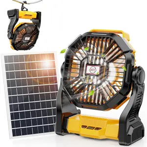 10400mah solar fan camping fan with 7w solar panel rechargeable solar powered fan with led lanternportable battery operated fan for travel picnic barbecue fishingoutdoorindoor