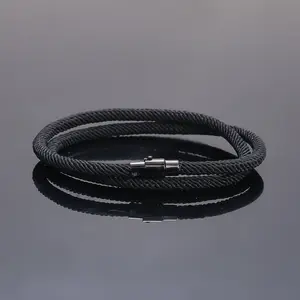 Magnetic Closure Double Row Nylon Milan Cord Nylon Rope Wrap Bracelet 15 Inches