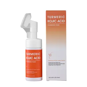 K-Beauty Turmeric & Kojic Acid Brightening Face Wash – Deep Pore Cleansing & Oil Control, Soothing Gel Foam Cleanser for Even Tone & Glowing Skin, All Skin Types, 120ml / 4.06 fl oz turmeric  pad