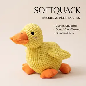 Cute Yellow Duck Squeaky Plush Dog Toy | Bite-Resistant Chew Toy