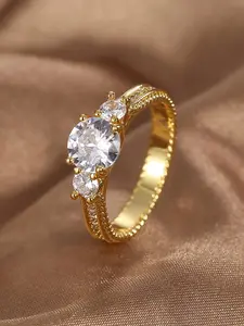 Women's Elegant Rhinestone Decorated Ring, Exquisite Trendy Ring, Fashionable Jewelry for Women As Engagement Ring for Daily & Party Decoration